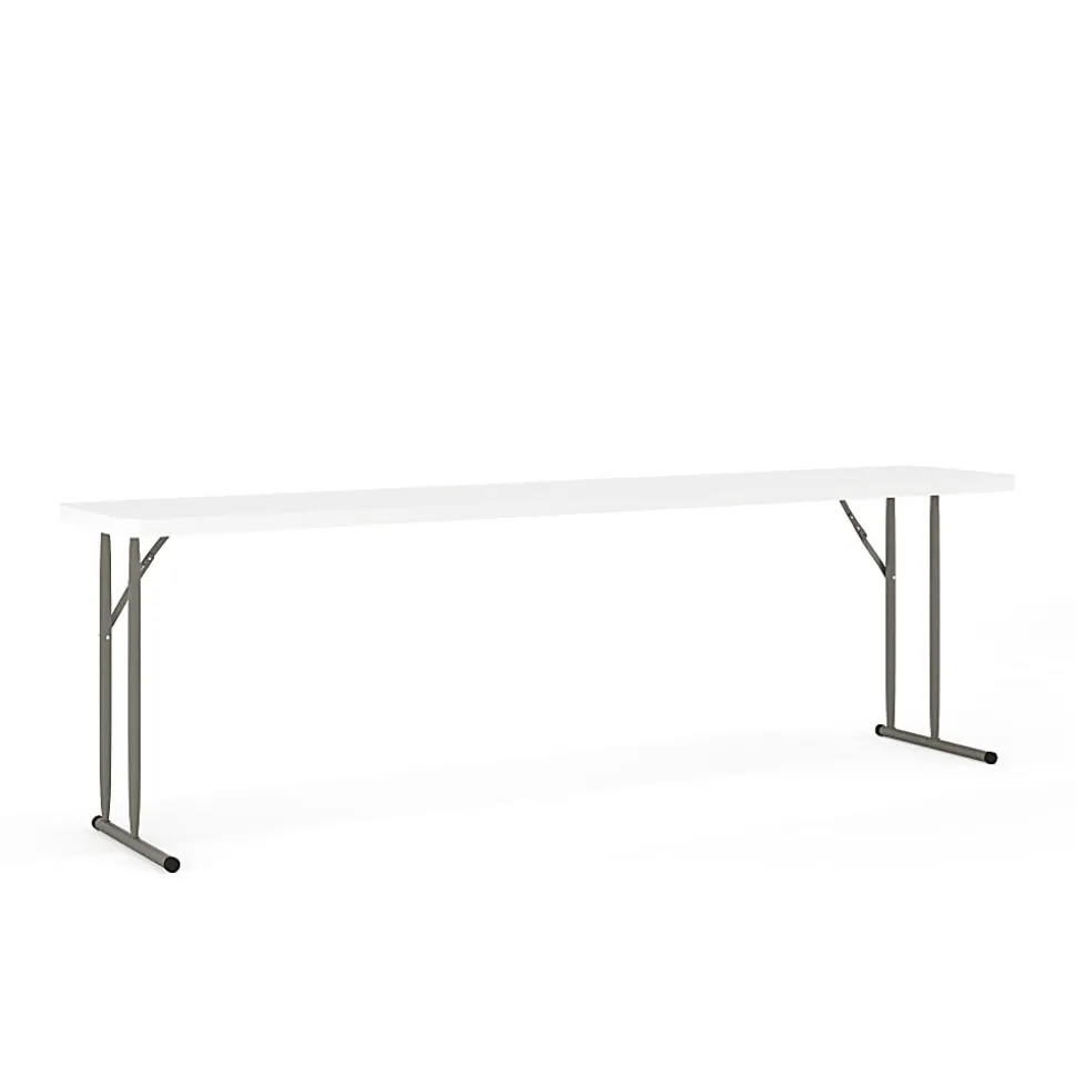 Flash Furniture Plastic Folding Training Table, 29"H x 18"W x 96"D, Granite White
