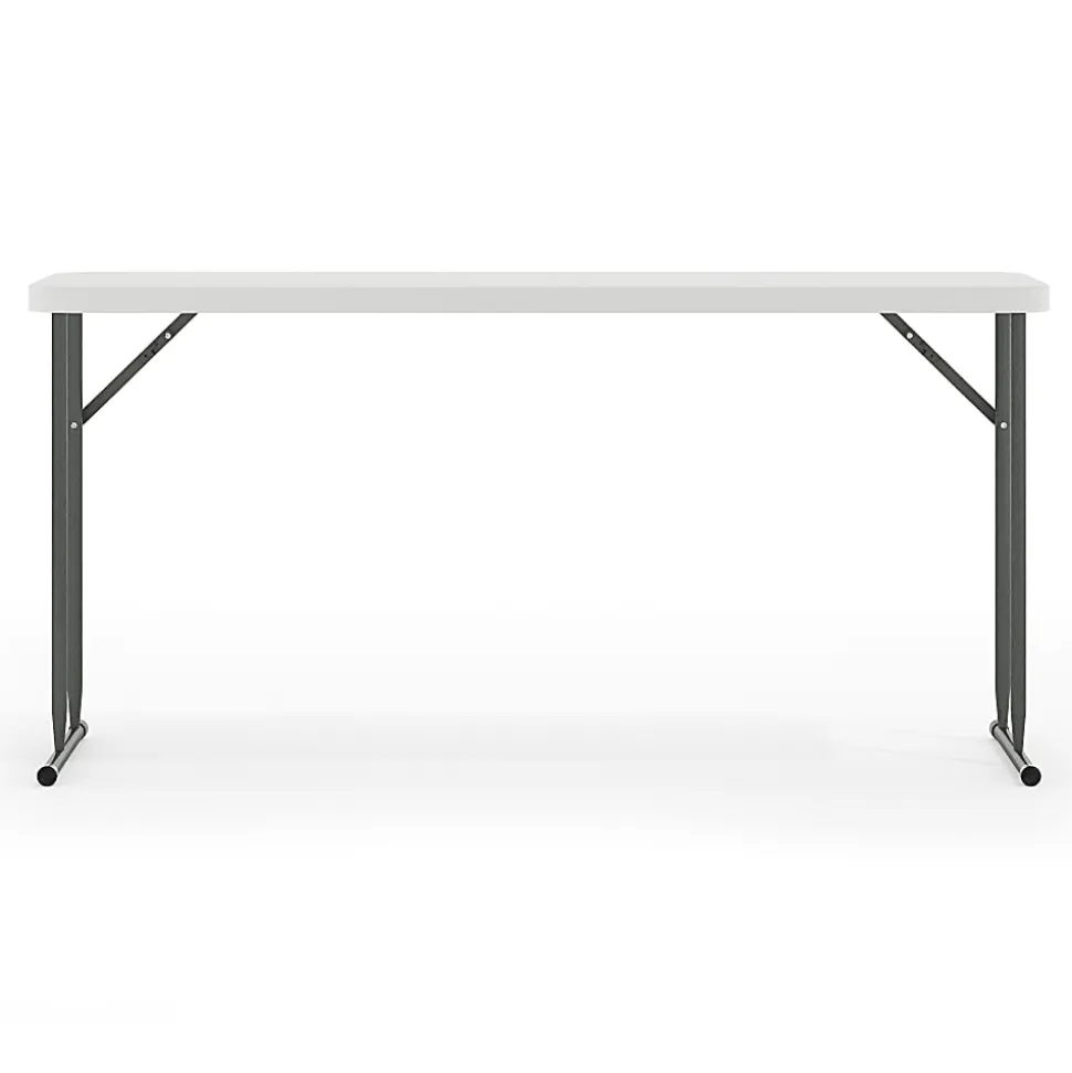 Flash Furniture Plastic Folding Table, 29"H x 24"W x 48-1/4"D, Granite White