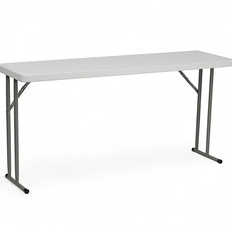 Flash Furniture Plastic Folding Table, 29"H x 24"W x 48-1/4"D, Granite White
