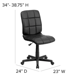 Flash Furniture Quilted Vinyl Mid-Back Swivel Task Chair, Armless,  Black