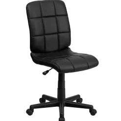 Flash Furniture Quilted Vinyl Mid-Back Swivel Task Chair, Armless,  Black