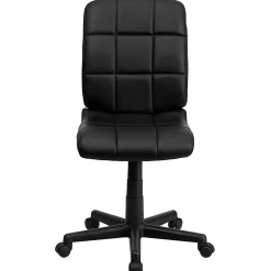 Flash Furniture Quilted Vinyl Mid-Back Swivel Task Chair, Armless,  Black