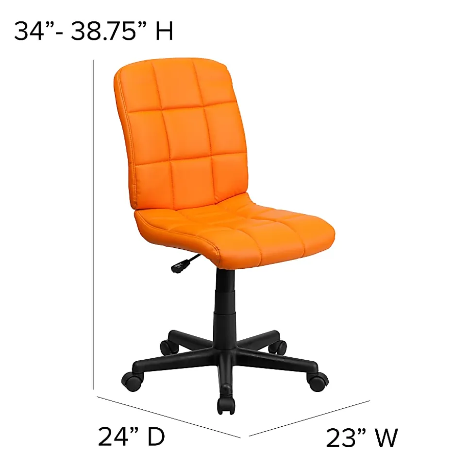 Flash Furniture Quilted Vinyl Mid-Back Swivel Task Chair, Orange/Black
