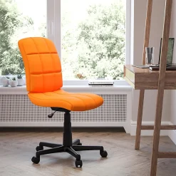 Flash Furniture Quilted Vinyl Mid-Back Swivel Task Chair, Orange/Black