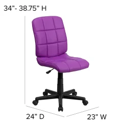 Flash Furniture Quilted Vinyl Mid-Back Swivel Task Chair, Purple/Black