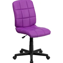 Flash Furniture Quilted Vinyl Mid-Back Swivel Task Chair, Purple/Black