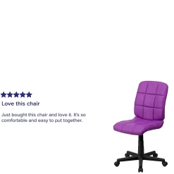 Flash Furniture Quilted Vinyl Mid-Back Swivel Task Chair, Purple/Black