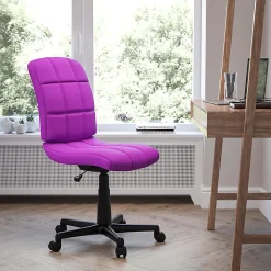 Flash Furniture Quilted Vinyl Mid-Back Swivel Task Chair, Purple/Black
