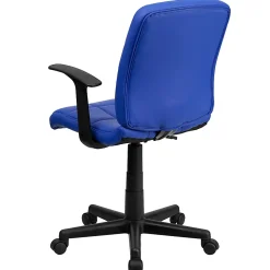 Flash Furniture Quilted Vinyl Mid-Back Swivel Task Chair, With T-Arms, Blue/Black