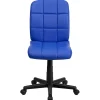 Flash Furniture Quilted Vinyl Mid-Back Swivel Task Chair, Armeless, Blue/Black