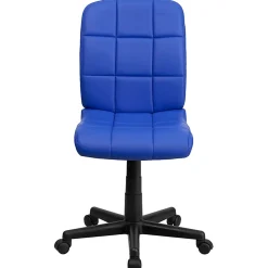 Flash Furniture Quilted Vinyl Mid-Back Swivel Task Chair, Armeless, Blue/Black