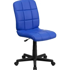 Flash Furniture Quilted Vinyl Mid-Back Swivel Task Chair, Armeless, Blue/Black