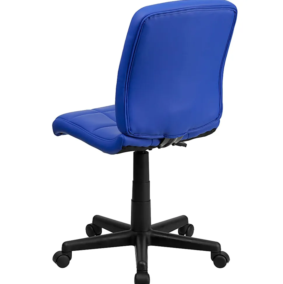 Flash Furniture Quilted Vinyl Mid-Back Swivel Task Chair, Armeless, Blue/Black
