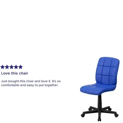 Flash Furniture Quilted Vinyl Mid-Back Swivel Task Chair, Armeless, Blue/Black