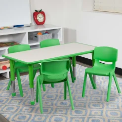 Flash Furniture Rectangular Plastic Height-Adjustable Activity Table Set With 4 Chairs, 23-1/2