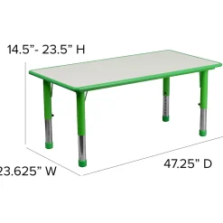 Flash Furniture Rectangular Plastic Height-Adjustable Activity Table Set With 4 Chairs, 23-1/2
