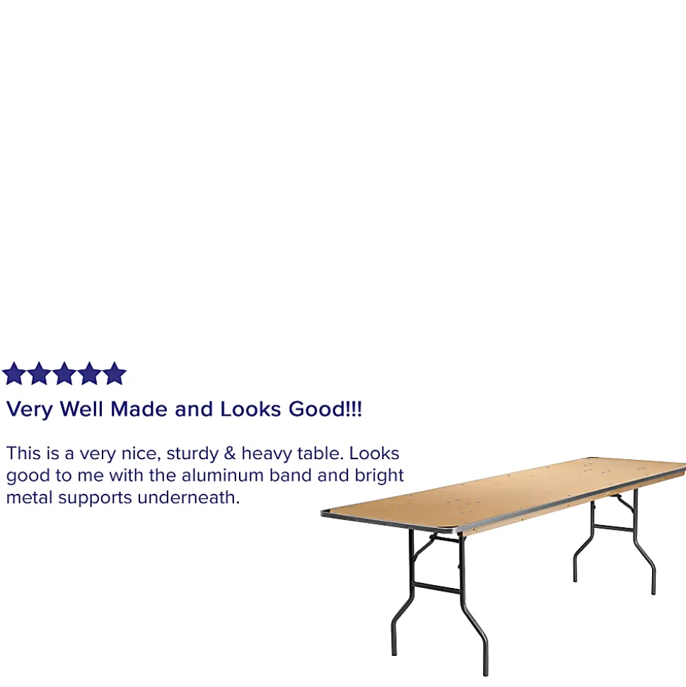 Flash Furniture Rectangular Heavy-Duty Folding Banquet Table, 30"H x 30"W x 96"D, Natural