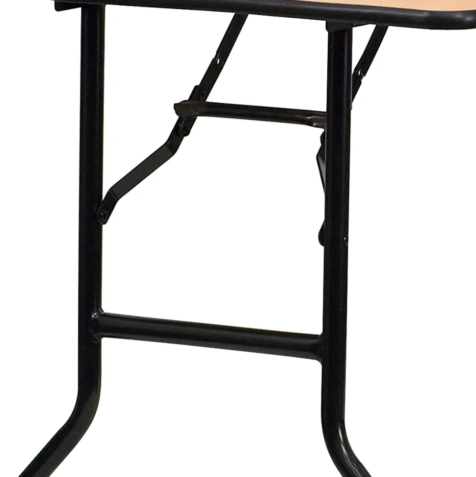 Flash Furniture Rectangular Folding Banquet Table, 30-1/4"H x 30"W x 72"D, Natural/Black