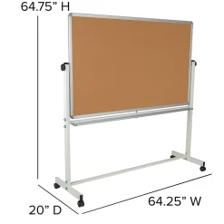 Flash Furniture Reversible Cork Bulletin/Magnetic Dry-Erase Whiteboard, 64 3/4