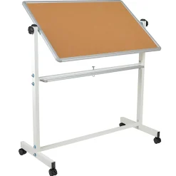 Flash Furniture Reversible Cork Bulletin/Non-Magnetic Dry-Erase Whiteboard, 54 3/4" x 45 1/4", Silver Aluminum Frame