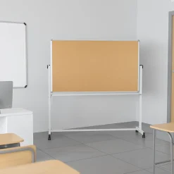 Flash Furniture Reversible Cork Bulletin/Non-Magnetic Dry-Erase Whiteboard, 54 3/4