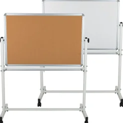 Flash Furniture Reversible Cork Bulletin/Non-Magnetic Dry-Erase Whiteboard, 54 3/4