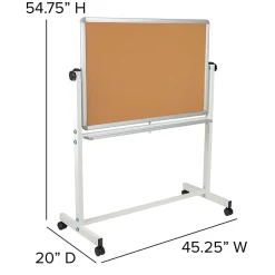 Flash Furniture Reversible Cork Bulletin/Non-Magnetic Dry-Erase Whiteboard, 54 3/4