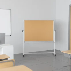 Flash Furniture Reversible Mobile Cork Board/Non-Magnetic Dry-Erase Whiteboard With Pen Tray, 59