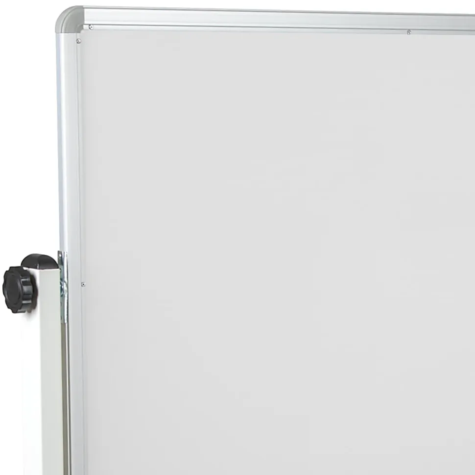 Flash Furniture Reversible Mobile Cork Board/Non-Magnetic Dry-Erase Whiteboard With Pen Tray, 59" x 53", Aluminum Frame With Silver Finish