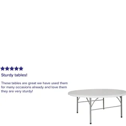 Flash Furniture Round Bi-Fold Plastic Banquet And Event Folding Table, 29"H x 71"W x 71"D, Granite White