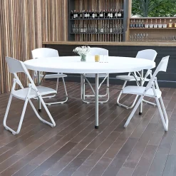 Flash Furniture Round Bi-Fold Plastic Banquet And Event Folding Table, 29
