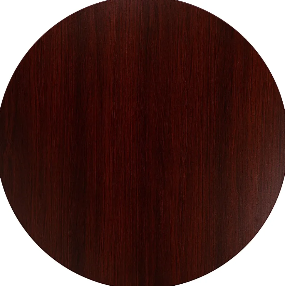 Flash Furniture Round Multipurpose Conference Table, 30"H x 35-1/2"W x 35-1/2"D, Mahogany/Black