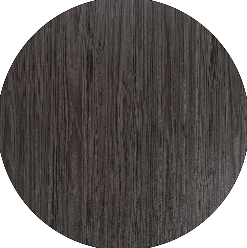 Flash Furniture Round Multipurpose Conference Table, 30"H x 35-1/2"W x 35-1/2"D, Rustic Gray/Black