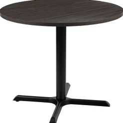 Flash Furniture Round Multipurpose Conference Table, 30"H x 35-1/2"W x 35-1/2"D, Rustic Gray/Black
