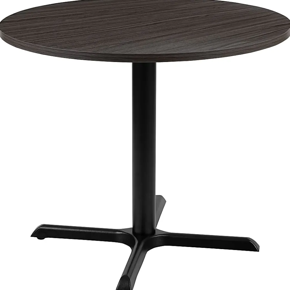 Flash Furniture Round Multipurpose Conference Table, 30"H x 35-1/2"W x 35-1/2"D, Rustic Gray/Black