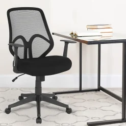 Flash Furniture Salerno Series Ergonomic Mesh High-Back Office Chair With Arms, Black