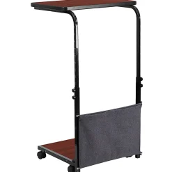 Flash Furniture Sit/Stand Ergonomic Computer Desk Mobile Workstation With Removable Pouch, 46-3/4"H x 24"W x 20"D, Mahogany