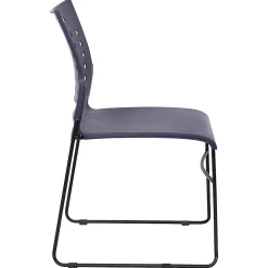 Flash Furniture Sled-Base Stacking Chairs With Handles And Air-Vent Backs, Navy