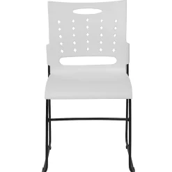 Flash Furniture Sled-Base Stacking Chair With Handle And Air-Vent Back, White/Black