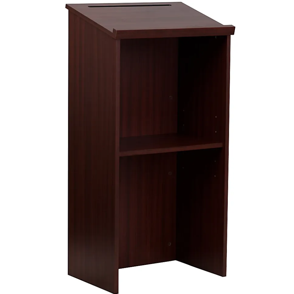 Flash Furniture Stand-Up Wood Lectern, 45-3/4"H x 23"W x 15"D, Mahogany