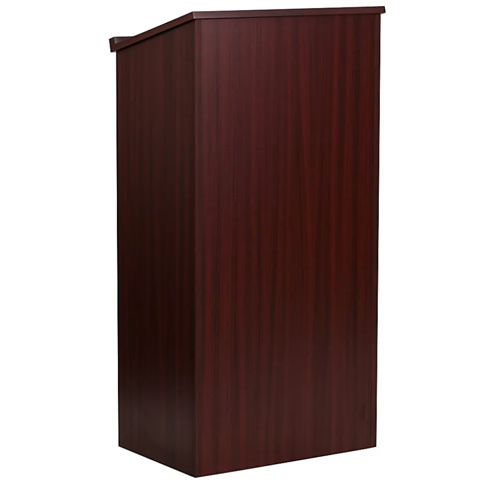 Flash Furniture Stand-Up Wood Lectern, 45-3/4"H x 23"W x 15"D, Mahogany