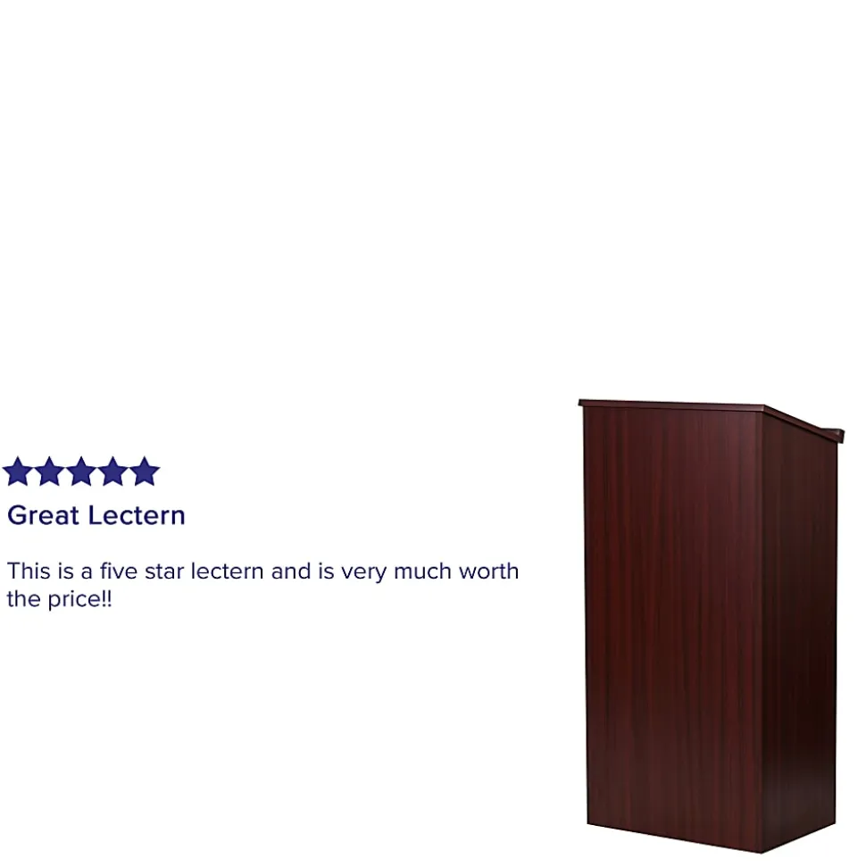 Flash Furniture Stand-Up Wood Lectern, 45-3/4"H x 23"W x 15"D, Mahogany