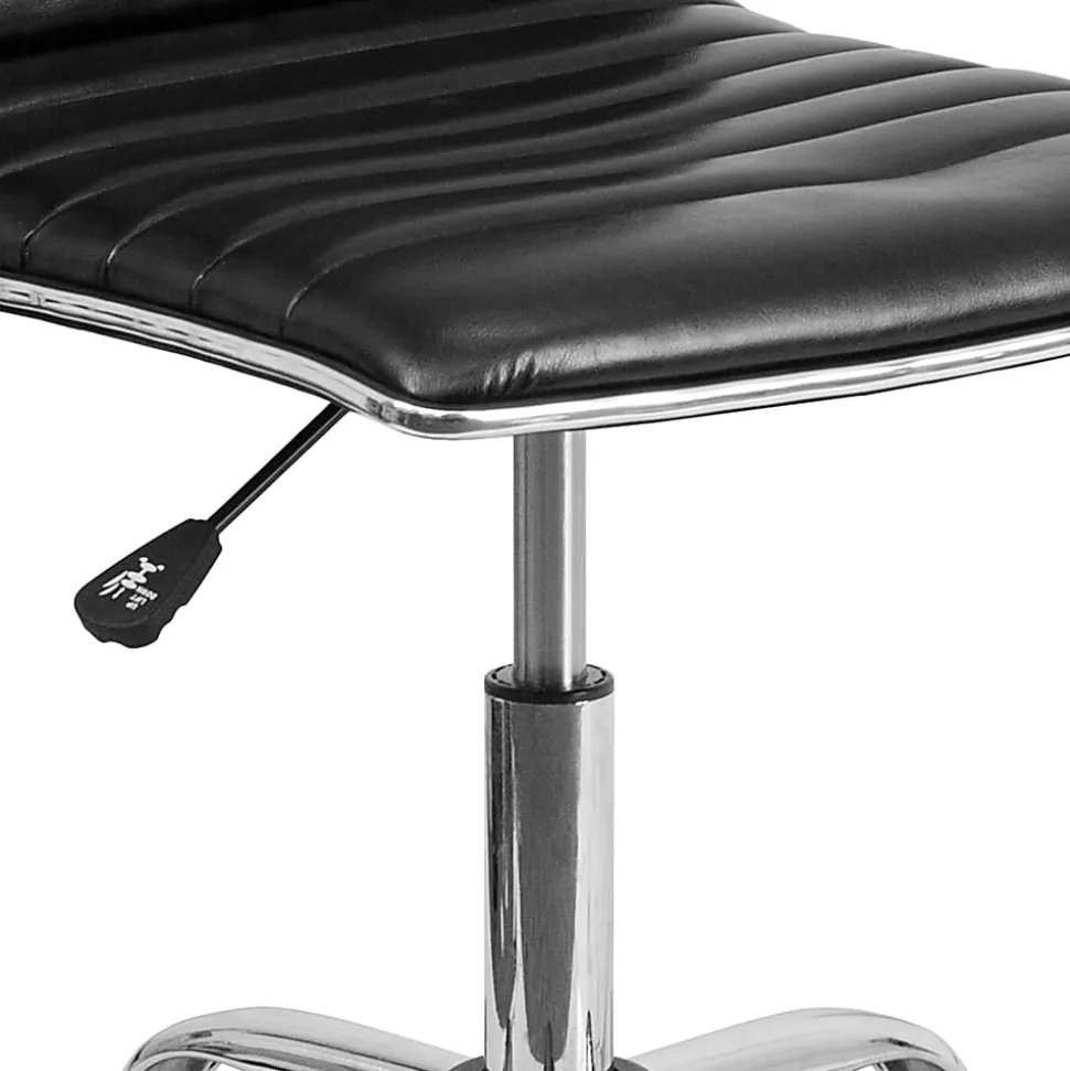 Flash Furniture Vinyl Low-Back Swivel Armless Task Chair, Black/Gray