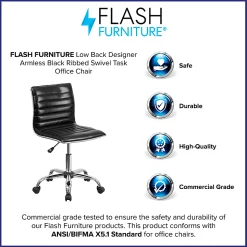 Flash Furniture Vinyl Low-Back Swivel Armless Task Chair, Black/Gray