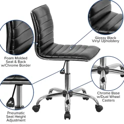 Flash Furniture Vinyl Low-Back Swivel Armless Task Chair, Black/Gray