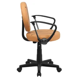 Flash Furniture Vinyl Low-Back Task Chair With Arms, Basketball, Black/Orange