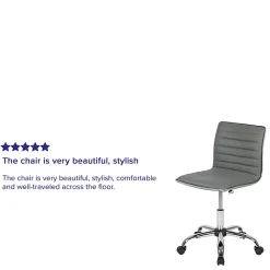 Flash Furniture Vinyl Low-Back Swivel Armless Task Chair, Light Gray/Gray