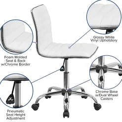 Flash Furniture Vinyl Low-Back Swivel Armless Task Chair, White/Gray