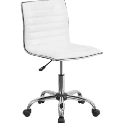 Flash Furniture Vinyl Low-Back Swivel Armless Task Chair, White/Gray