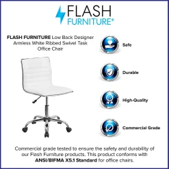 Flash Furniture Vinyl Low-Back Swivel Armless Task Chair, White/Gray